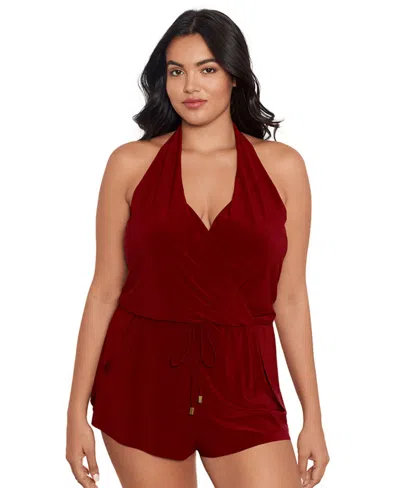 Magicsuit Plus Size Bianca Swim Romper In Merlot
