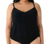 Magicsuit Plus Size Justina Blouson Tankini Top In Black In Black