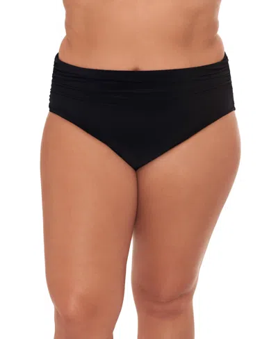 Magicsuit Plus Size Shirred Brief Swim Bottom In Black