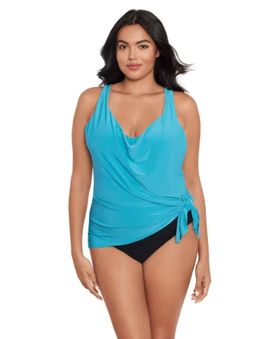 Magicsuit Plus Size Solids Winnie V-neck Tankini Top In Turquoise