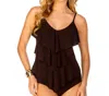 Magicsuit Rita Triple Tier Tankini Top Bikini In Mag Brown In Brown