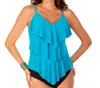 Magicsuit Rita Triple Tier Tankini Top Bikini In Mag Jade In Blue