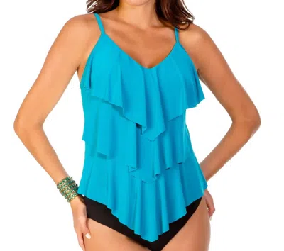Magicsuit Rita Triple Tier Tankini Top Bikini In Mag Jade In Blue