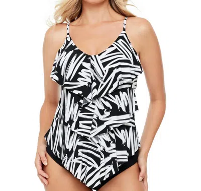 Magicsuit Rita Triple Tiered Tankini Top In Black White