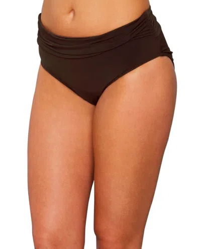 Magicsuit Shirred Jersey Brief Swim Bottom In Brown