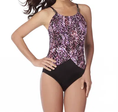 Magicsuit Snake Charmer Lisa High Neck Underwire One Piece Swimsuit In Pink In Multi