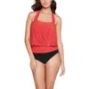 Magicsuit Solid Drape Debbie Tankini In Coral Sands In Multi
