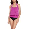 Magicsuit Solid Drape Debbie Tankini In Hibiscus Pink In Multi