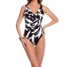 Magicsuit Stroke Of Genius Charlize Underwire V-neck One Piece Swimsuit In Black And White In Black