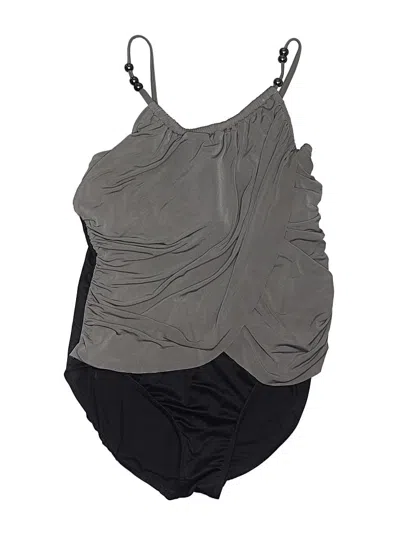 Pre-owned Magicsuit Swimsuit Top Gray Color Block Pattern Swimwear