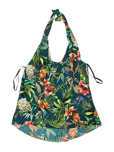 Pre-owned Magicsuit Swimsuit Top Green Tropical Pattern Swimwear