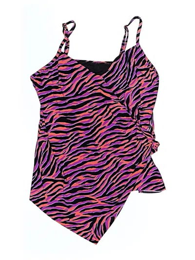 Pre-owned Magicsuit Swimsuit Top Purple Animal Print Pattern Swimwear
