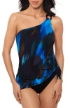 Magicsuit ® Swipe Right Amal One-shoulder Tankini Top In Black/multi