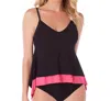 Magicsuit Underwire Jolene Layered Tankini Top In Black And Watermelon In Multi