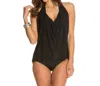 Magicsuit Plus Size Sophie Halter Cowl Neck Underwire Tankini Top In Black In Black