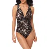 Magicsuit ® Ventana Evangeline Plunge Neck One-piece Swimsuit In Brown Multi