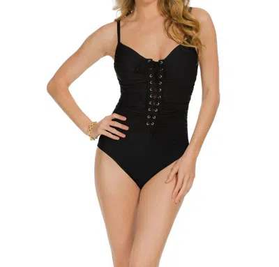 Magicsuit Victoria Lace Front Underwire One Piece Swimsuit In Mag Black In Multi