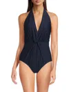 Magicsuit Women's Chromatique Joelle Plunge Halter One-piece Swimsuit In Blue