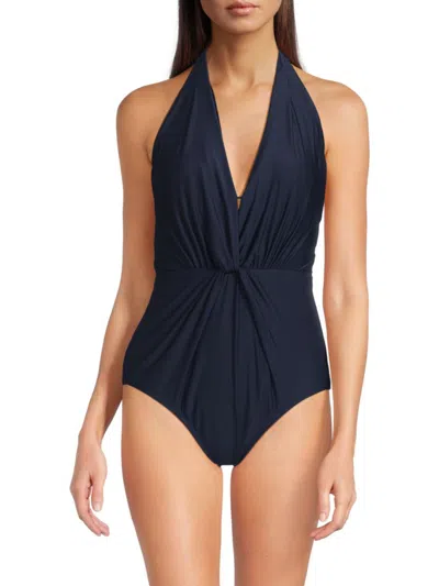 Magicsuit Women's Chromatique Joelle Plunge Halter One-piece Swimsuit In Blue