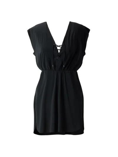 Magicsuit Women's Cover Ups Lace-up Minidress In Black