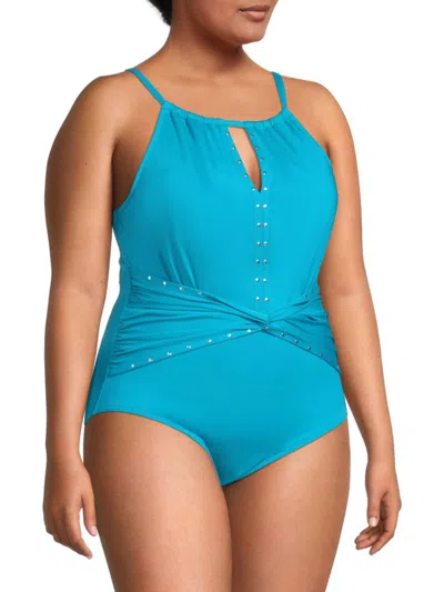 Magicsuit Women's Diana Studded Cutout One Piece Swimsuit In Turquoise