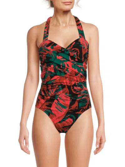 Magicsuit Women's Livin Lush Print Ruched One Piece Swimsuit In Black Multi