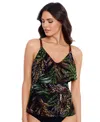 Magicsuit Womens Nighthawk Tiered Tankini Top Shirred Bikini Bottoms In Black Multi