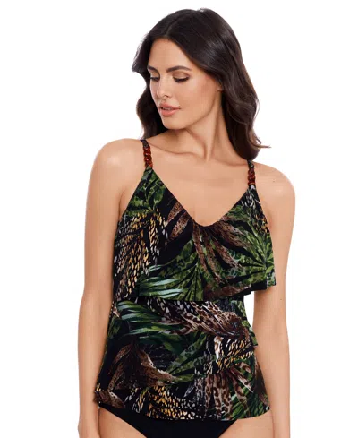 MAGICSUIT WOMEN'S NIGHTHAWK PRINTED TIERED TANKINI TOP