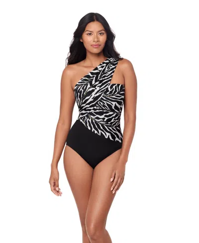Magicsuit Women's Sand Tracks Goddess Underwire Bandeau Neck One-piece Swimsuit In Black,white