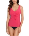 Magicsuit Womens Solid Arya Tankini Top Miraclesuit High Waist Tummy Control Bikini Bottoms In Black