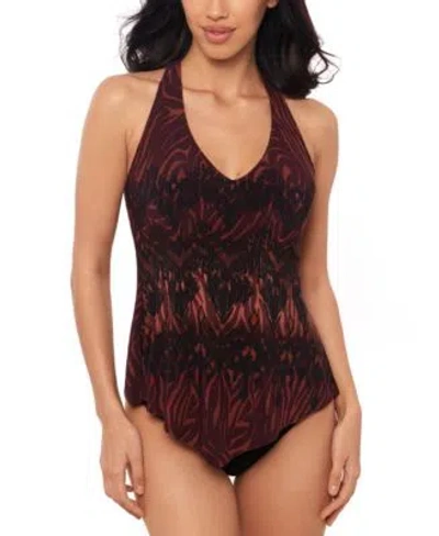 Magicsuit Womens Zabra Taylor Racerback Tankini Top Ruched Bottoms In Black