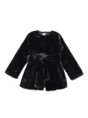 Magil Belted Eco-fur Jacket In Black