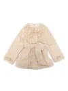 Magil Belted Eco-fur Jacket In White