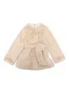 Magil Belted Eco-fur Jacket In White