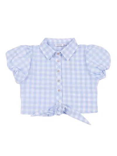Magil Kids'  Camicia Con Nodo In Vichy In Blue
