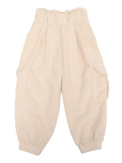 Magil Kids' Cargo Velvet Pants In White