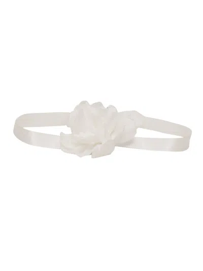 Magil Kids'  Cintura Con Fiore Taffeta Medium In White