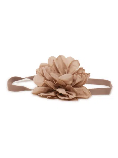 Magil Kids'  Cintura Con Maxi Fiore In Taffeta In Sand
