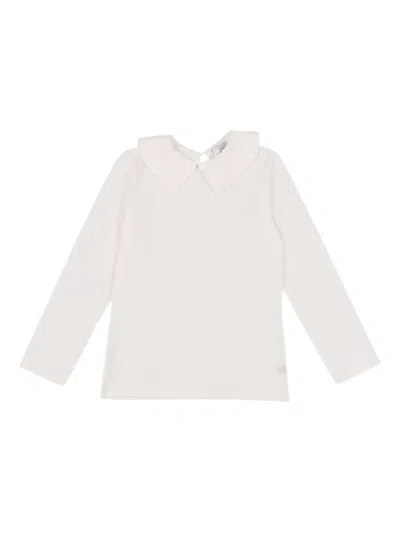 Magil Kids' Collared Long-sleeve Blouse In White