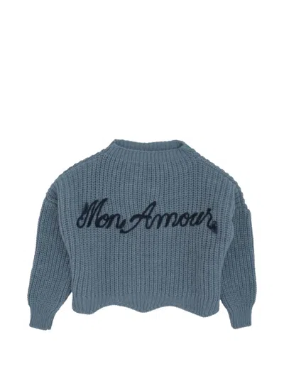 Magil Kids' Embroidered Chunky-knit Jumper In Blue