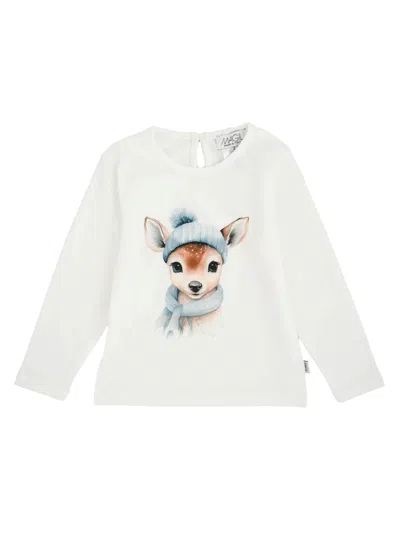 Magil Kids' Fawn Print T-shirt In Light Blue