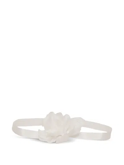 Magil Kids' Flower-embellished Satin Belt In Neutrals