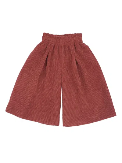 Magil Kids' Oversized Velvet Trousers In Brown