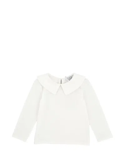 Magil Kids' Peter Pan Collar Long-sleeve T-shirt In White