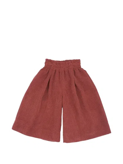 Magil Kids' Pleated Velvet Trousers In Red