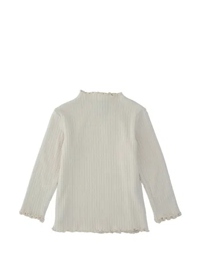 Magil Kids' Ribbed Lettuce-trim Jumper In Neutrals