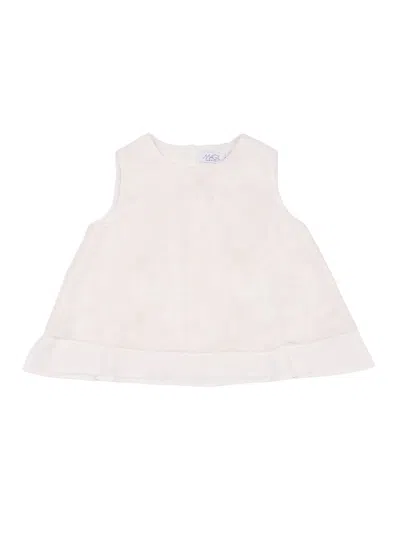 Magil Kids'  Top Doppio Tessuto Tulle Ricamato Fiori In White