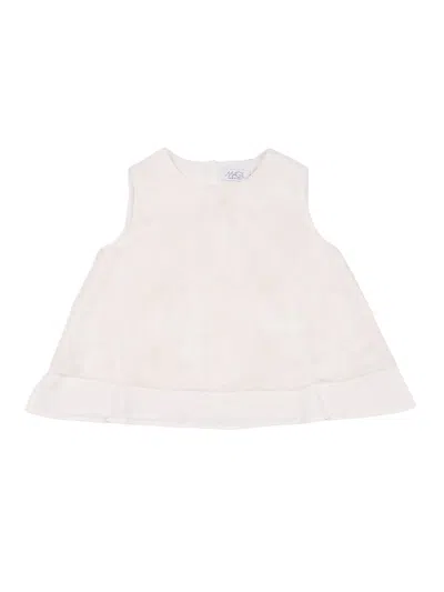 Magil Top Doppio Tessuto Tulle Ricamato Fiori In White