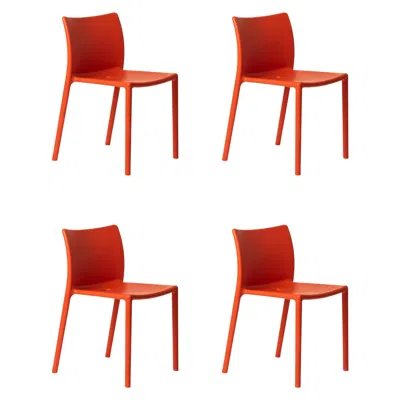 Pre-owned Magis Air-chair By Jasper Morrison, Orange Stackable Outdoor Chair, Set Of 4