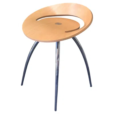 Pre-owned Magis Jonas Bohlin For  "lyra" Sculptural Beech And Chrome Stool, Italy In Brown
